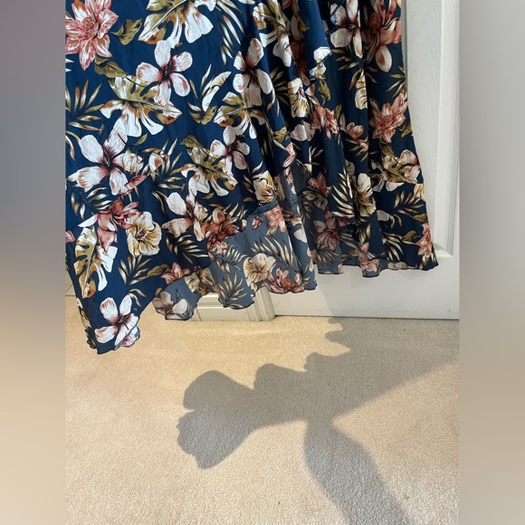 Floral Halter Neck Maxi Dress - Blue and Cream - Picture 3 of 7